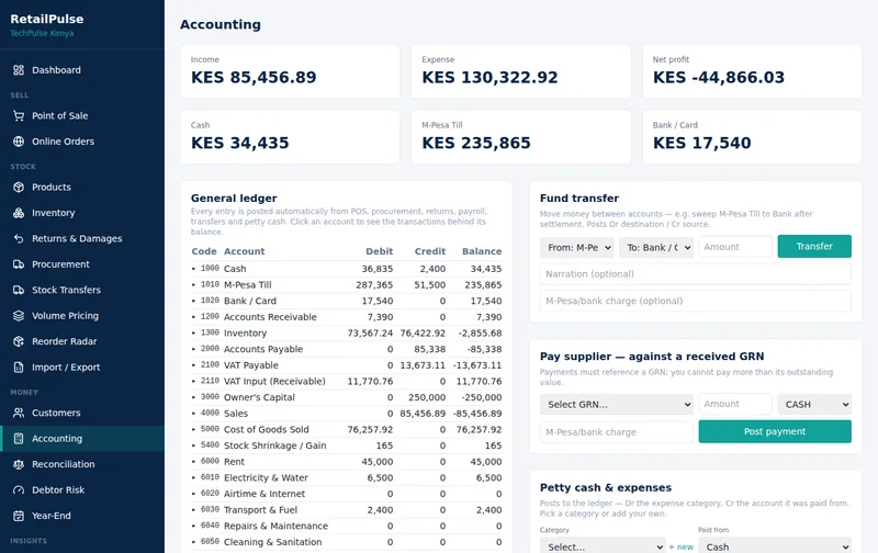 RetailPulse Accounting screen